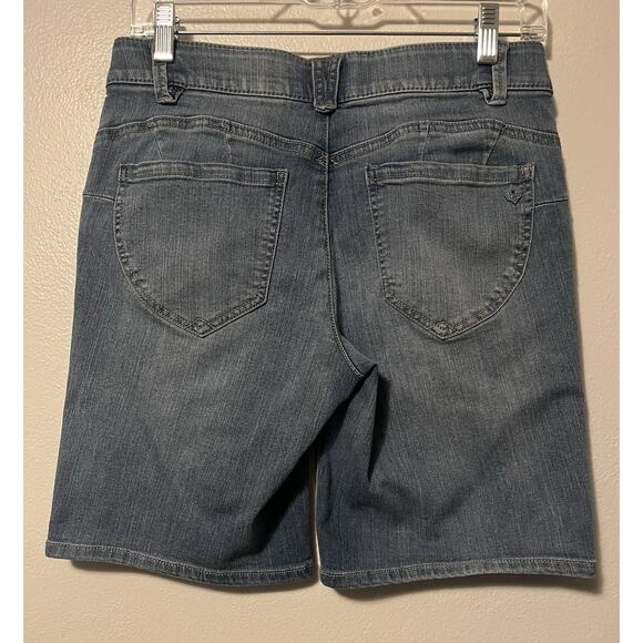 Democracy Jean Shorts Women's 4 Blue Ab Solution Bermuda Distressed Denim - Picture 4 of 10